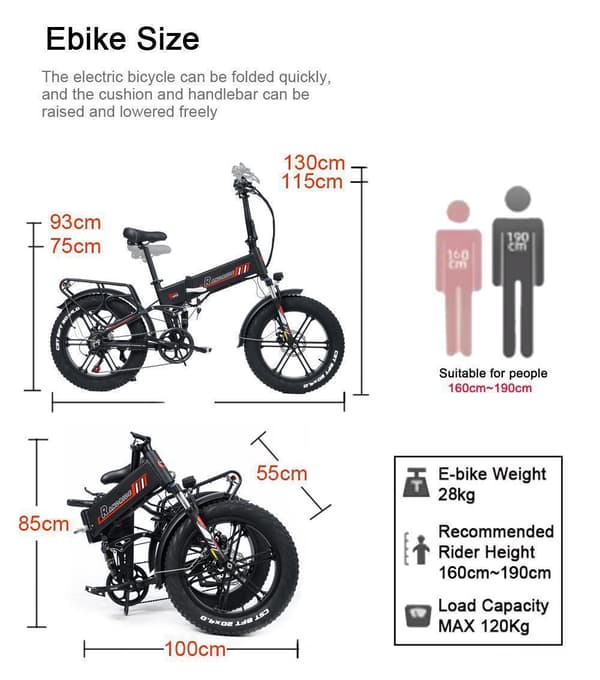 Randride YX20M 1000W kompakt fedtdæk e-cykel