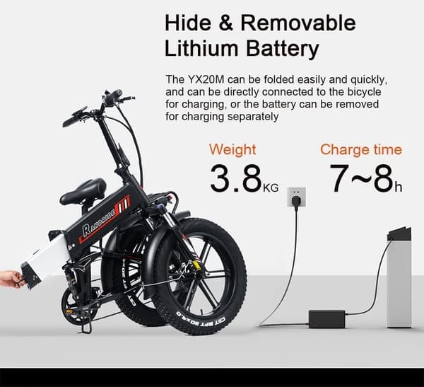 Randride YX20M 1000W kompakt fedtdæk e-cykel