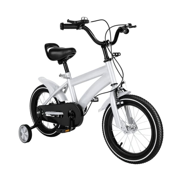 14 Tommer Cykel, Højdejusterbart Sæde, Sikker Dobbeltbremse,Hvid