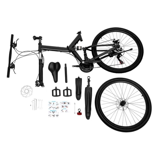 Kompakt sammenklappelig cykel, 26" hjul, holdbart stålramme, pålideligt bremsesystem