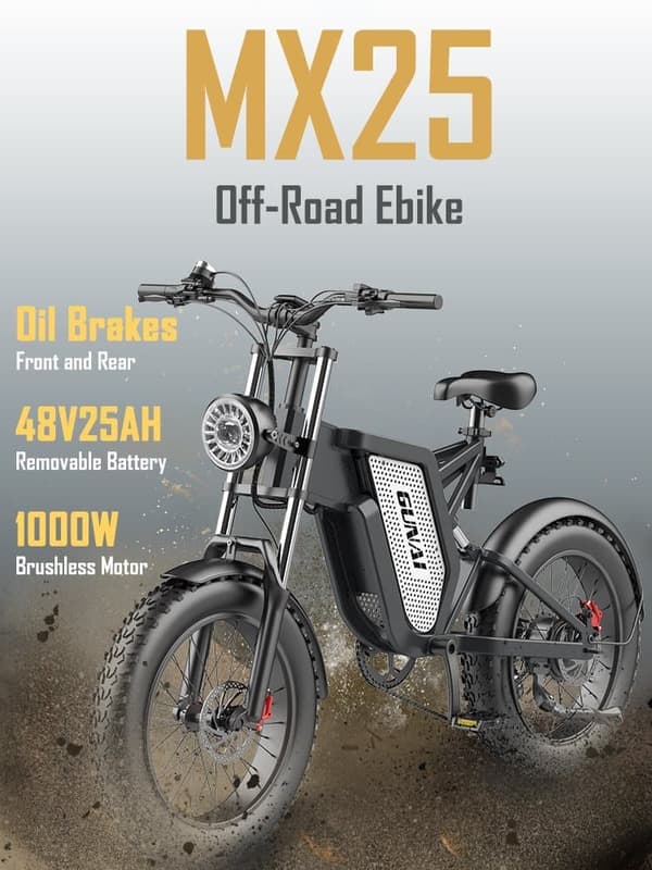 GUNAI MX25 1000W sähköpyörät aikuisille 20*4.0″ paksurenkainen 48V 25Ah täysjousitus
