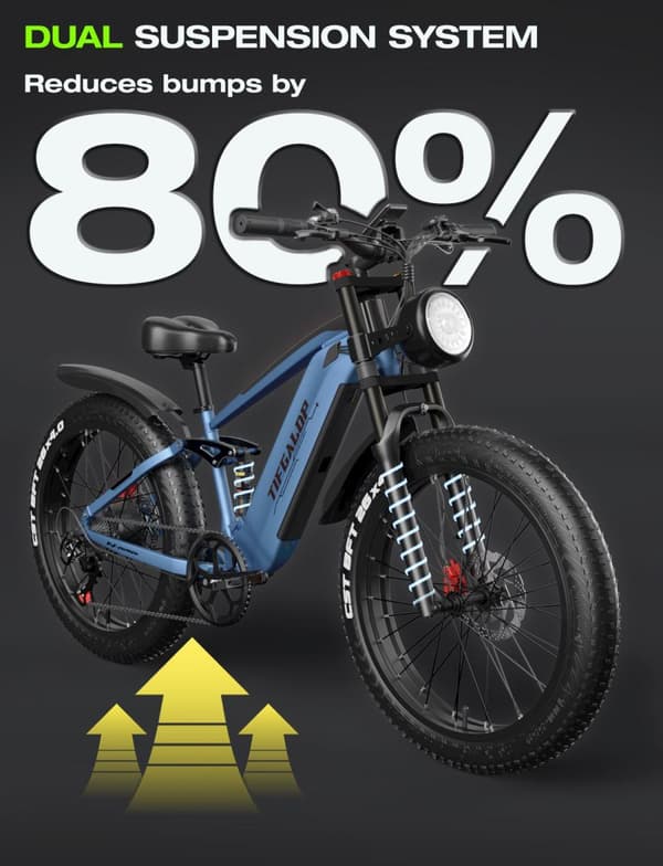 Tifgalop ES28 26" sähköpyörä, 48 V 18 Ah irrotettava akku, 1000 W fatbike