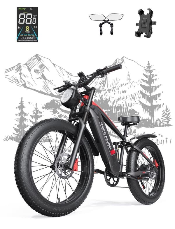Tifgalop ES28 26" sähköpyörä, 48 V 18 Ah irrotettava akku, 1000 W fatbike