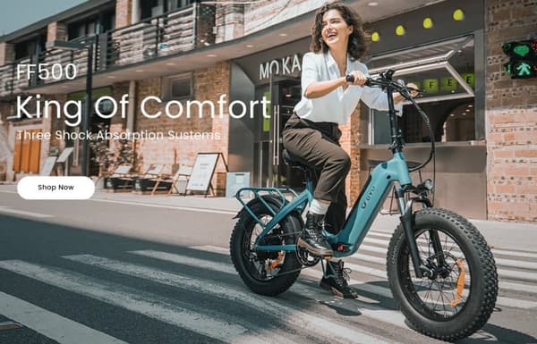DYU FF500 500W Elcykel med feta däck, 70 km räckvidd, 20×4.0 terrängdäck, avtagbart 13,5 Ah batteri för äventyr och pendling