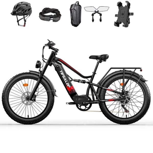 Tifgalop ES7 26" sähköpyörä paksuilla renkailla 750W 52V 19Ah Toimintasäde 40-90 KM