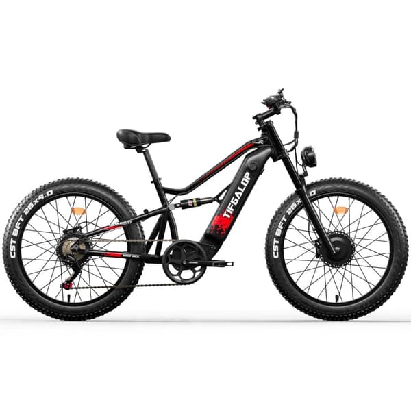 Tifgalop ES7Pro sähköpyörä kaksoismoottorilla, 1500 W, 52 V 21 Ah akku, musta