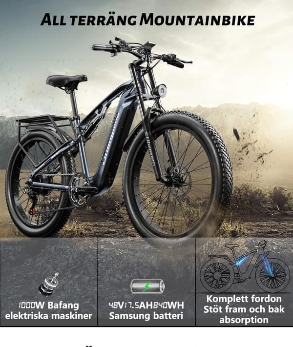 Elektrisk cykel Shengmilo MX05 Broms: Hydraulisk oljebroms 1000W 48V17.5AH borstlösa motorer Litiumbatteri Vuxen Off Road E-cykel