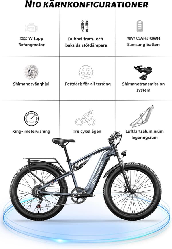 Elektrisk cykel Shengmilo MX05 Broms: Hydraulisk oljebroms 1000W 48V17.5AH borstlösa motorer Litiumbatteri Vuxen Off Road E-cykel