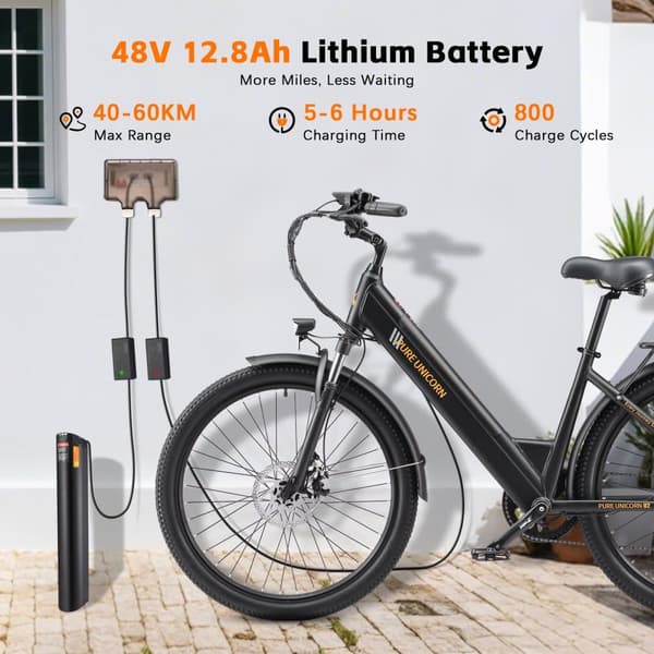 PURE UNICORN U2 27,5" sähköpyörä, läpiajo, 48 V 12,8 Ah akku