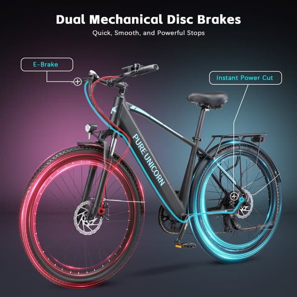 PURE UNICORN U3 29" mountainbike med elmotor, 750W 48V 12.8Ah, svart