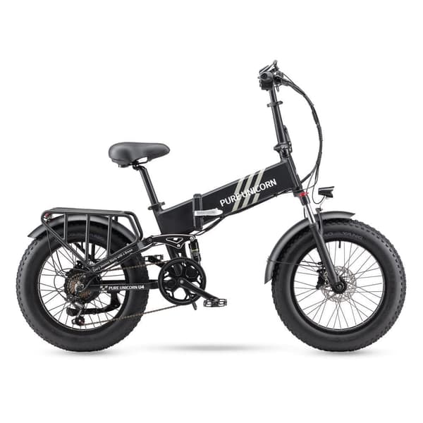 Taittuva sähköpyörä PURE UNICORN U4, 1000 W 15 Ah, fatbike, musta