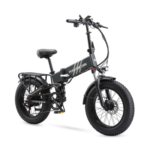 Taittuva sähköpyörä PURE UNICORN U4, 1000 W 15 Ah, fatbike, musta