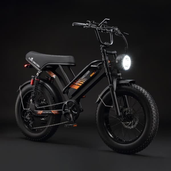 Sähköpyörä 20" PURE UNICORN U5, 1000W 19.2Ah, Moto Style, Musta