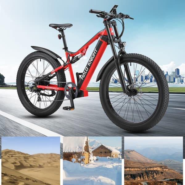 Elcykel HALO KNIGHT H03, 48V 1000W 19.2Ah, 27.5", Röd