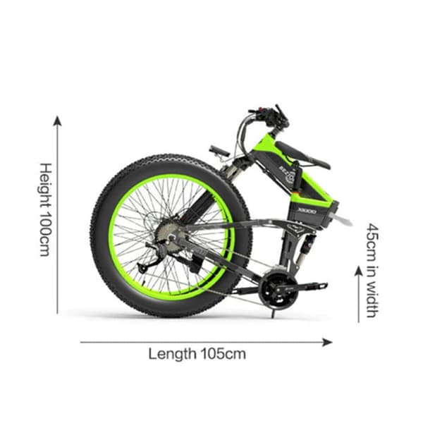 Hopfällbar elektrisk mountainbike Bezior X1500, 48V 12.8Ah batteri, SHIMANO 27-växlad