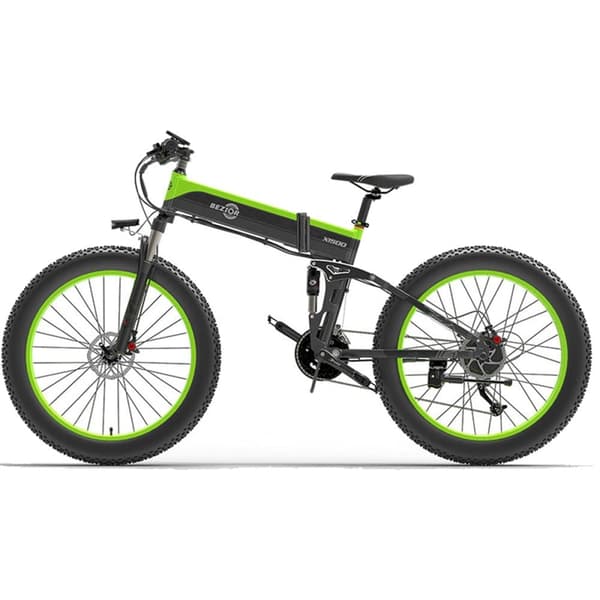 Hopfällbar elektrisk mountainbike Bezior X1500, 48V 12.8Ah batteri, SHIMANO 27-växlad Grön
