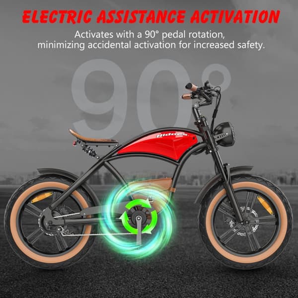 Elektrisk fatbike Hidoes B10, 1000W 48V 13Ah, Cowboy-stil, Rød
