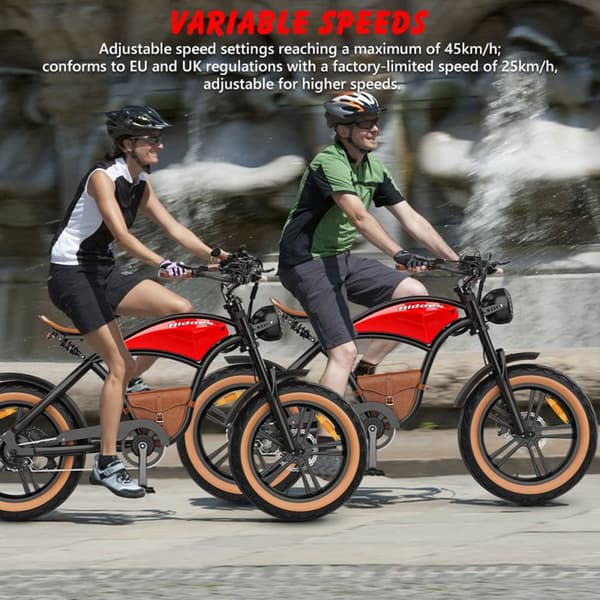 Elektrisk fatbike Hidoes B10, 1000W 48V 13Ah, Cowboy-stil, Rød