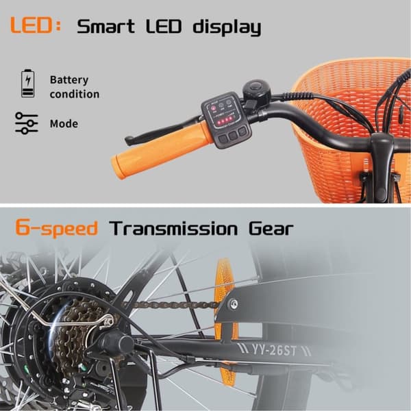 Elcykel til byen TTGO YY-26ST, 350W 36V 14.5Ah, Shimano 6S