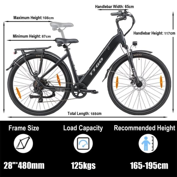 Sähköinen kaupunkipyörä TTGO HZ-28ST, 350W 36V 20Ah, Shimano 7S