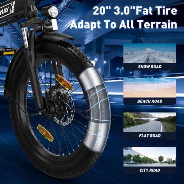 Elcykel VAE COLORWAY 20×3.0 Big Tires - EBike MTB - 36V12Ah Batteri - 35-90 KM 250W Motor - Svart