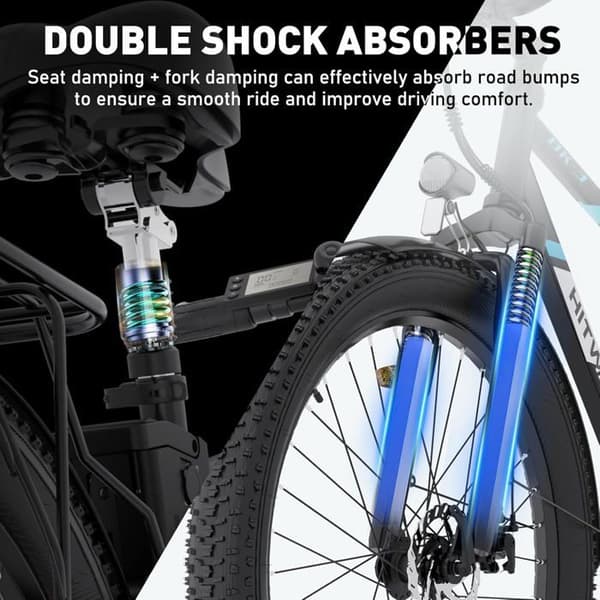 HITWAY Elcykel 26*3,0 Big Inch, City Mountain Bike, E-Bike Avtagbart litiumbatteri 48V15Ah - 7 hastigheter