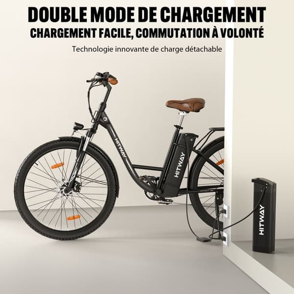 HITWAY Elcykel E-Bike 28 tum, 250W motor, 36V 13Ah batteri, 7 hastigheter, LCD-skärm - svart