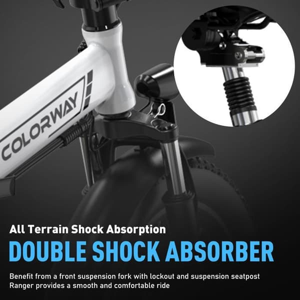 Elcykel VAE COLORWAY 20×3.0 Big Tires - EBike MTB - 36V12Ah Batteri - 35-90 KM 250W Motor - Vit