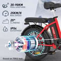 Miniatyrbild 2 av 4: HITWAY Röd Elcykel, 20" hopfällbar Vuxen Electric Fat Bike MTB, 36V-11,2Ah batteri, Shimano 7 Speeds+HITWAY Green Bag