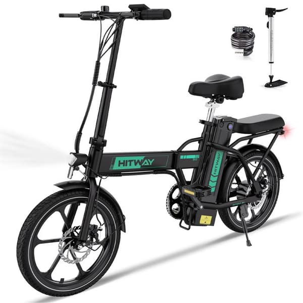 HITWAY Elcykel 10,4Ah 36V Avtagbart Batteri, Fällbara Cyklar, Räckvidd 35-90KM, Motor 250W