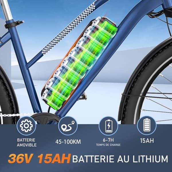 COLORWAY Elcykel 28" VAE - E-BIKE MTB Avtagbart batteri 36V 15Ah - 250W motor - Shimano 7 Speeds - Blå