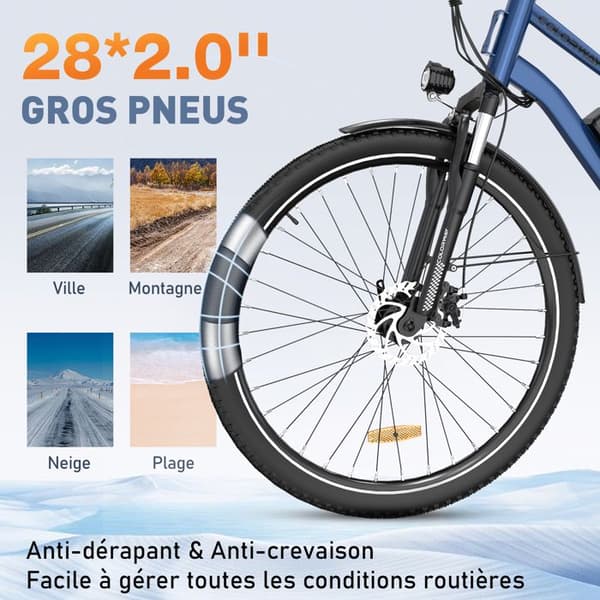COLORWAY Elcykel 28" VAE - E-BIKE MTB Avtagbart batteri 36V 15Ah - 250W motor - Shimano 7 Speeds - Blå