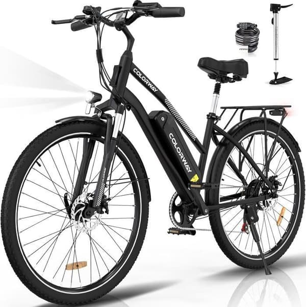 COLORWAY Elcykel 28" VAE - E-BIKE MTB Avtagbart batteri 36V 15Ah - 250W motor - Shimano 7 Speeds - Svart COLORWAY Elcykel 28" VAE - E-BIKE MTB Avtagbart batteri 36V 15Ah - 250W motor - Shimano 7 Speeds - Svart