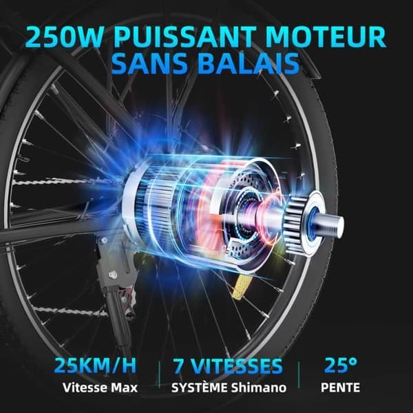 COLORWAY Elcykel 28" VAE - E-BIKE MTB Avtagbart batteri 36V 15Ah - 250W motor - Shimano 7 Speeds - Svart