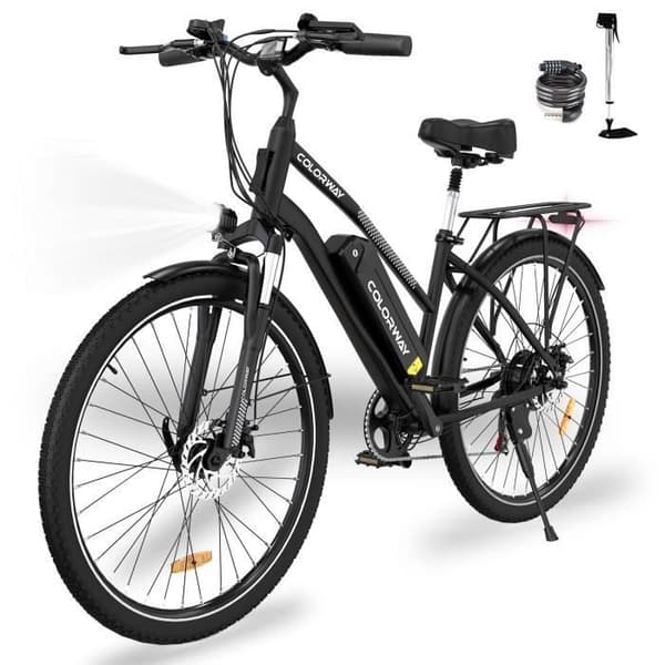 COLORWAY Elcykel 28" VAE - E-BIKE MTB Avtagbart batteri 36V 15Ah - 250W motor - Shimano 7 Speeds - Svart