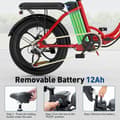 Miniatyrbild 3 av 6: COLORWAY hopfällbar elcykel 20" - 36V/12Ah batteri - 250W motor - 7 hastigheter - Röd