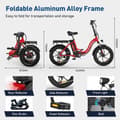 Miniatyrbild 5 av 6: COLORWAY hopfällbar elcykel 20" - 36V/12Ah batteri - 250W motor - 7 hastigheter - Röd