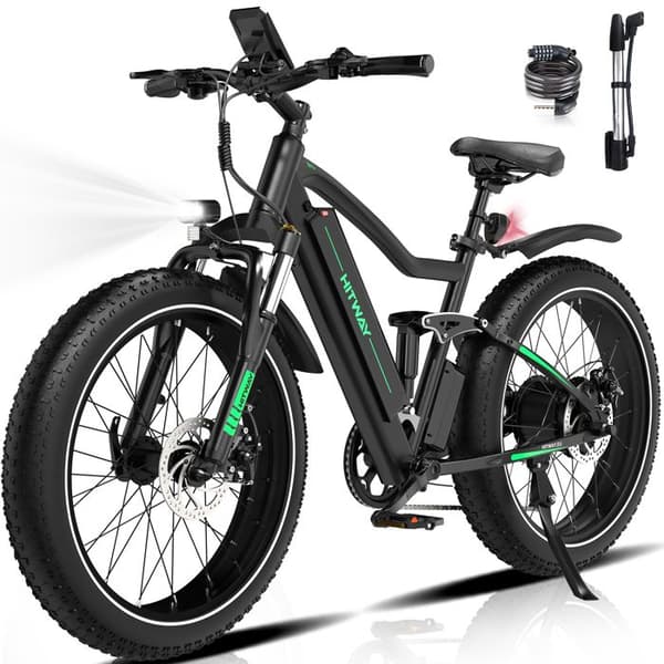 HITWAY Elcykel 26"*4.0 Fat Bike - MTB E-BIKE Avtagbart batteri 48V 15AH - 250W motor - Shimano 7 Speeds - Räckvidd upp till