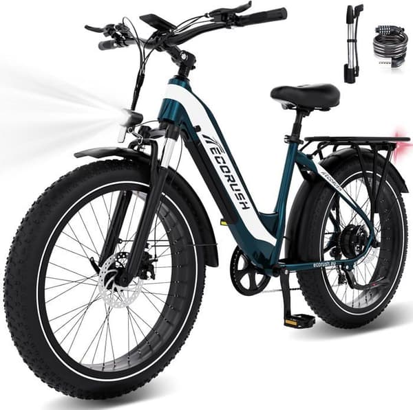 VAE elcykel - ECORUSH ECO R3 - 26" x 4.0 Big Tires - Avtagbart batteri 48V 13Ah, 250W, 7-växlad, MTB