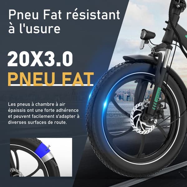 HITWAY Elcykel 20" MTB - 36V batteri - 11,2Ah - 250W Motor - 7 hastigheter - Svart