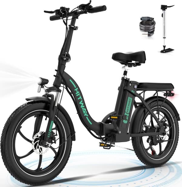 HITWAY Elcykel 20" MTB - 36V batteri - 11,2Ah - 250W Motor - 7 hastigheter - Svart