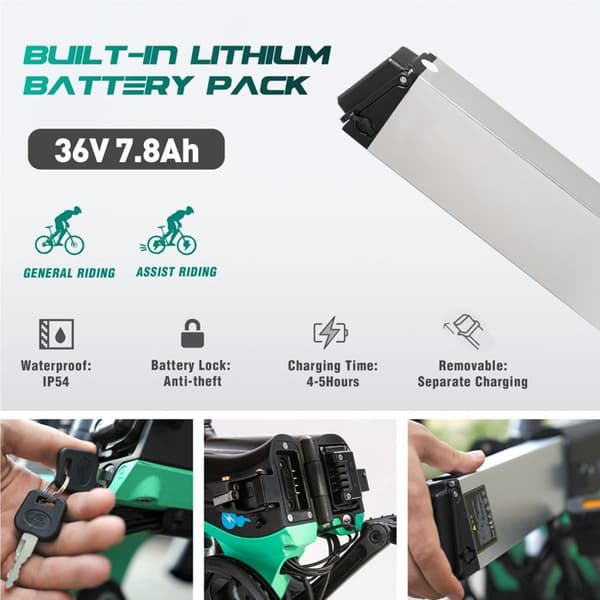 HITWAY 16" hopfällbar elcykel - Magnesiumlegering - Justerbar höjd - Dubbla skivbromsar - Svart
