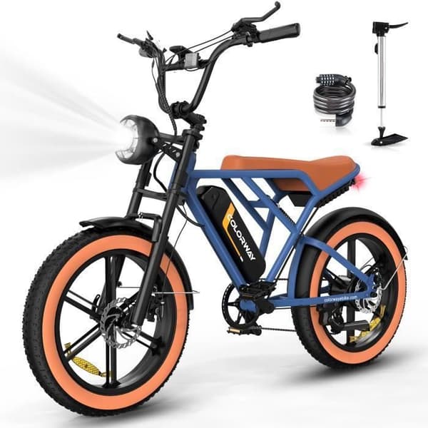 FÄRGSÄTTNING BK29 – Elektrisk Terrängcykel 20" Fat Bike 4.0, Motor 250W, Batteri 48V 15Ah, Shimano 7 Växlar – Blå