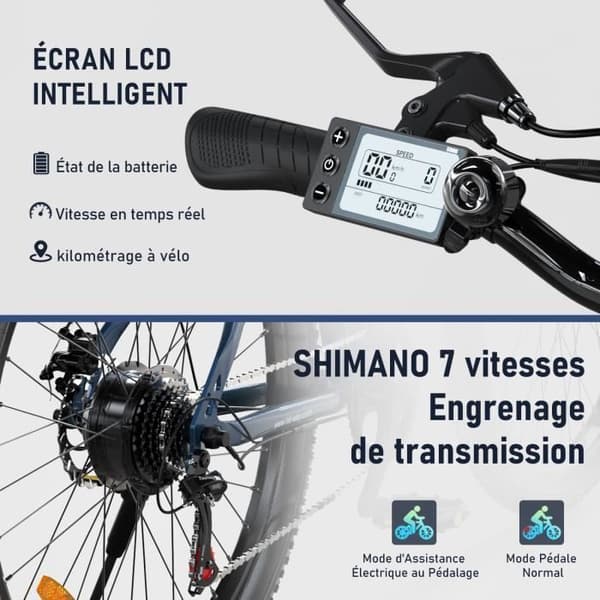 HITWAY elcykel VAE Blå, elektrisk mountainbike, 26" x 3.0 City E-Bike, löstagbart 48V15AH litiumbatteri, Shimano 7 Speed