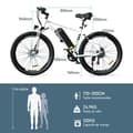 Miniatyrbild 4 av 4: HITWAY elcykel VAE Vit, elektrisk mountainbike, 26" x 3.0 City E-Bike, löstagbart 48V15AH litiumbatteri, Shimano 7 hastigheter