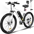 Miniatyrbild 1 av 4: HITWAY elcykel VAE Vit, elektrisk mountainbike, 26" x 3.0 City E-Bike, löstagbart 48V15AH litiumbatteri, Shimano 7 hastigheter