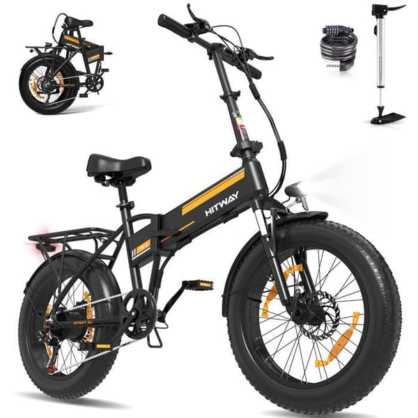 HITWAY Electric Bike E-Bike 20" x4.0 Fat Tire, hopfällbar, 250W motor, 36V 12Ah avtagbart batteri, EBike City Räckvidd 35-90km BK10