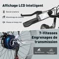 Miniatyrbild 2 av 4: VAE elcykel - HITWAY - Vit - 28" - Avtagbart batteri 250W 36V 12Ah - Shimano 7 hastigheter - Elektrisk mountainbike