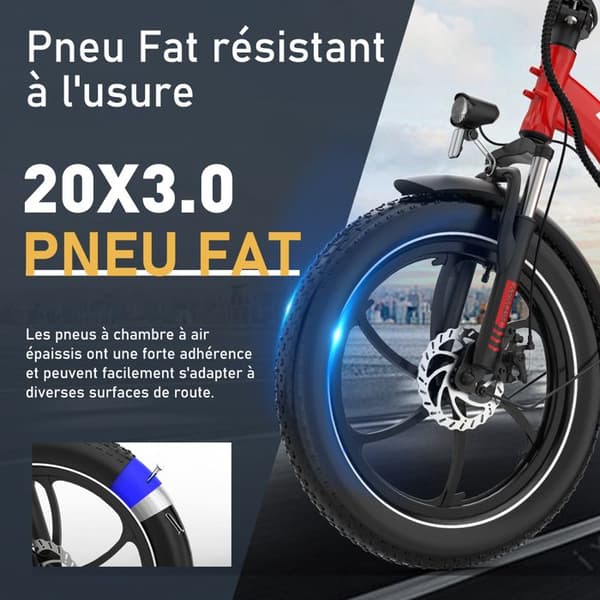 HITWAY Elcykel 20" MTB - Batteri 36V - 13Ah - Motor 250W - 7 Växlar - Röd