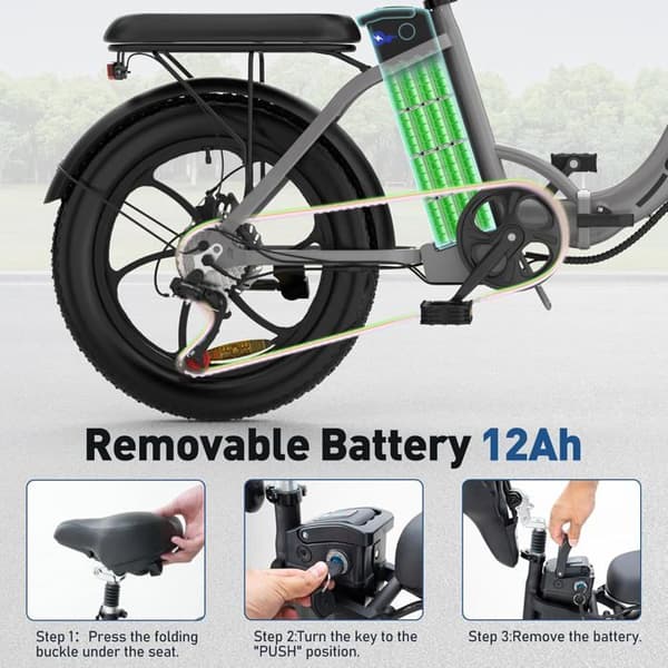 COLORWAY hopfällbar elcykel 20" - 36V/12Ah batteri - 250W motor - 7 hastigheter - Silver